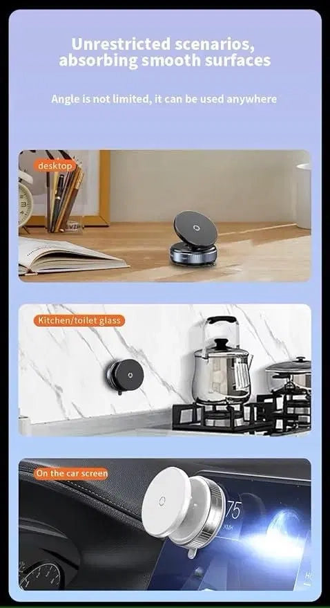 360° Magnetic Suction Car Phone Holder – Strong Vacuum Mount for Dashboard & Windshield