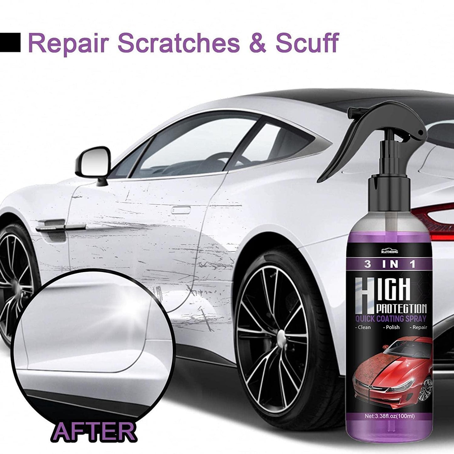 3-in-1 Hydrophobic Nano Coating Spray for Cars & Bikes | High Protection Polish | Pack of 2
