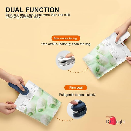 2-in-1 USB Rechargeable Mini Bag Sealer & Cutter | Portable Food Storage Heat Sealing Machine