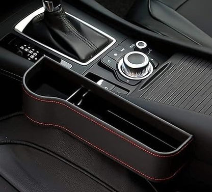 Leather Car Boot Bag: Driver Seat Gap Filler Console Side Pocket with Bottle/Can Holder pack of 1