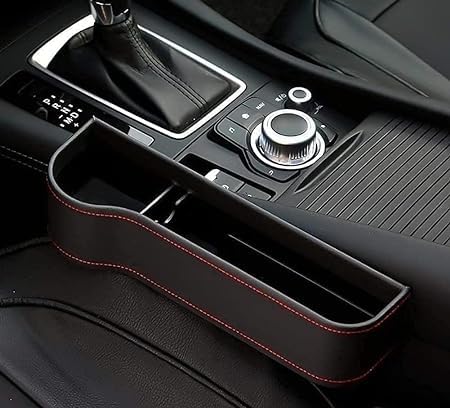 Premium Leather Car Seat Gap Organizer with Bottle Holder