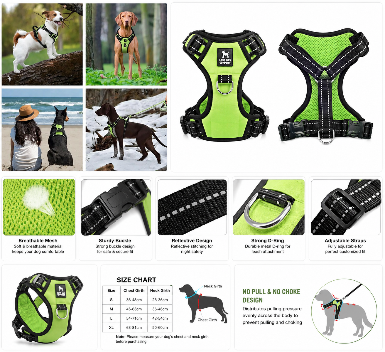 Premium No-Pull Adjustable Dog Harness | Comfortable & Reflective Pet Vest