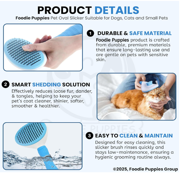 Self Cleaning Slicker Brush for Dogs & Cats | Pet Grooming Hair Removal Brush
