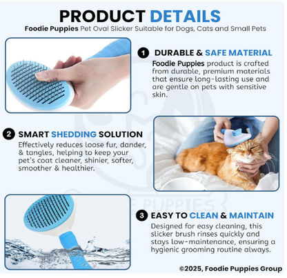 Self Cleaning Slicker Brush for Dogs & Cats | Pet Grooming Hair Removal Brush
