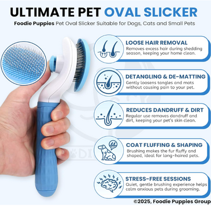 Self Cleaning Slicker Brush for Dogs & Cats | Pet Grooming Hair Removal Brush