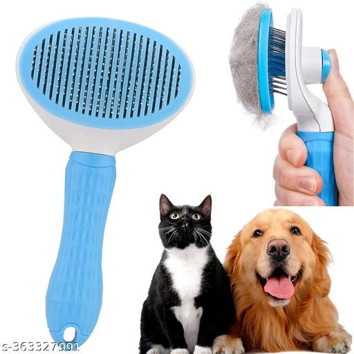 Self Cleaning Slicker Brush for Dogs & Cats | Pet Grooming Hair Removal Brush