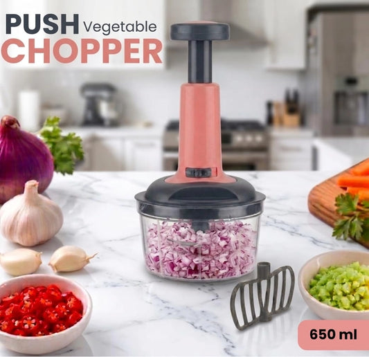 650ml Push Vegetable Chopper | 3 Stainless Steel Blades | Manual Food Chopper