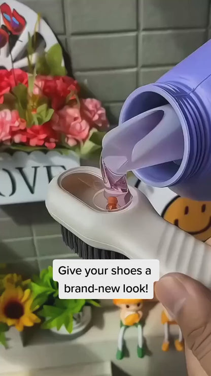 2-in-1 Shoe Cleaning Brush with Liquid Dispenser | Multifunction Sneaker Cleaning Brush